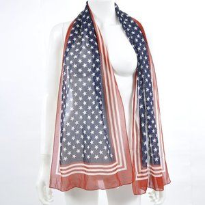 Vintage 90s STARS And STRIPES Spangled Scarf Head